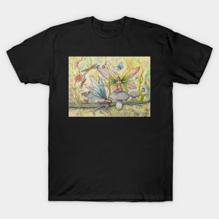 Friends Flower Fairies in Flower Garden Fantasy Art T-Shirt